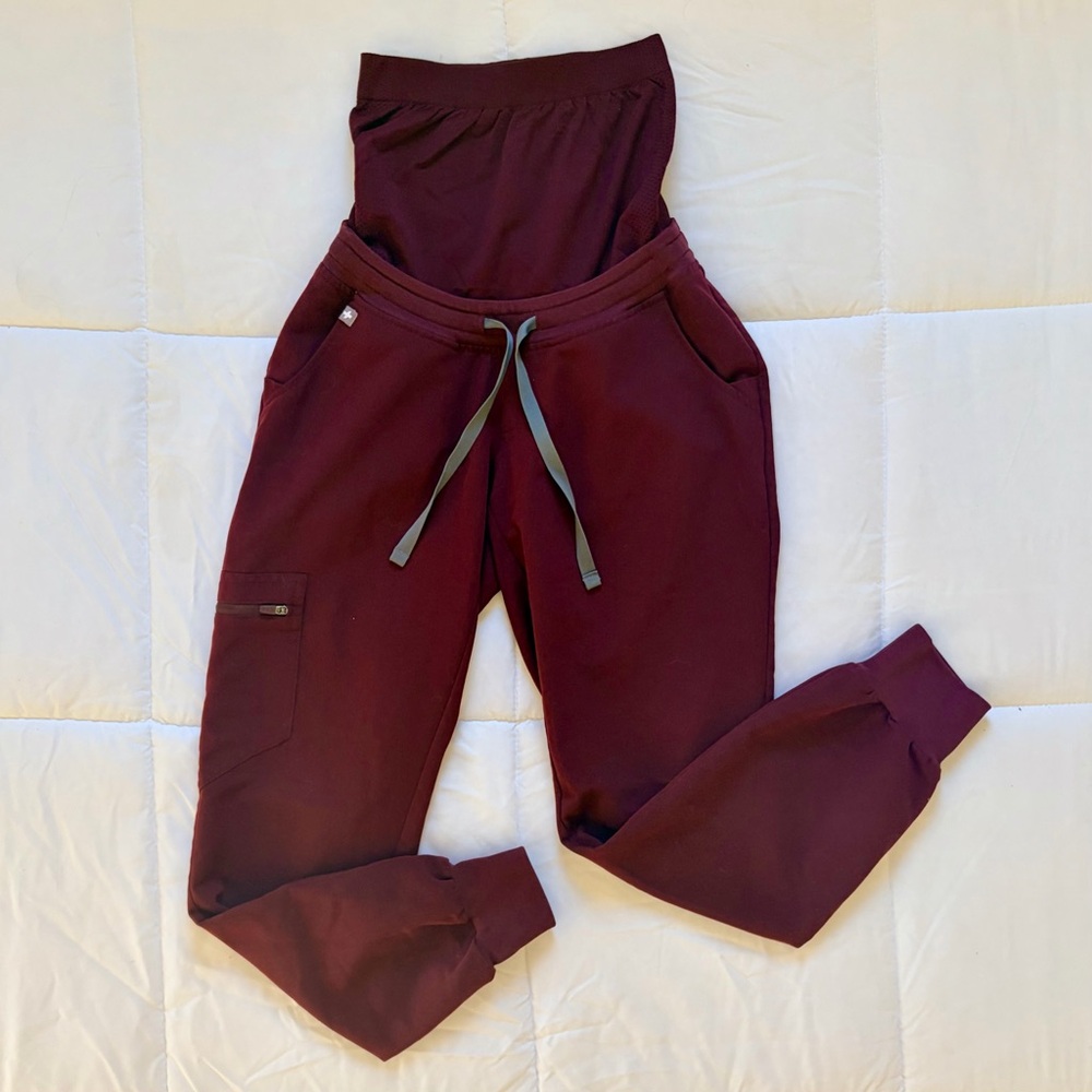 FIGS Maternity Scrub Pants | Wine | Size XXS/P